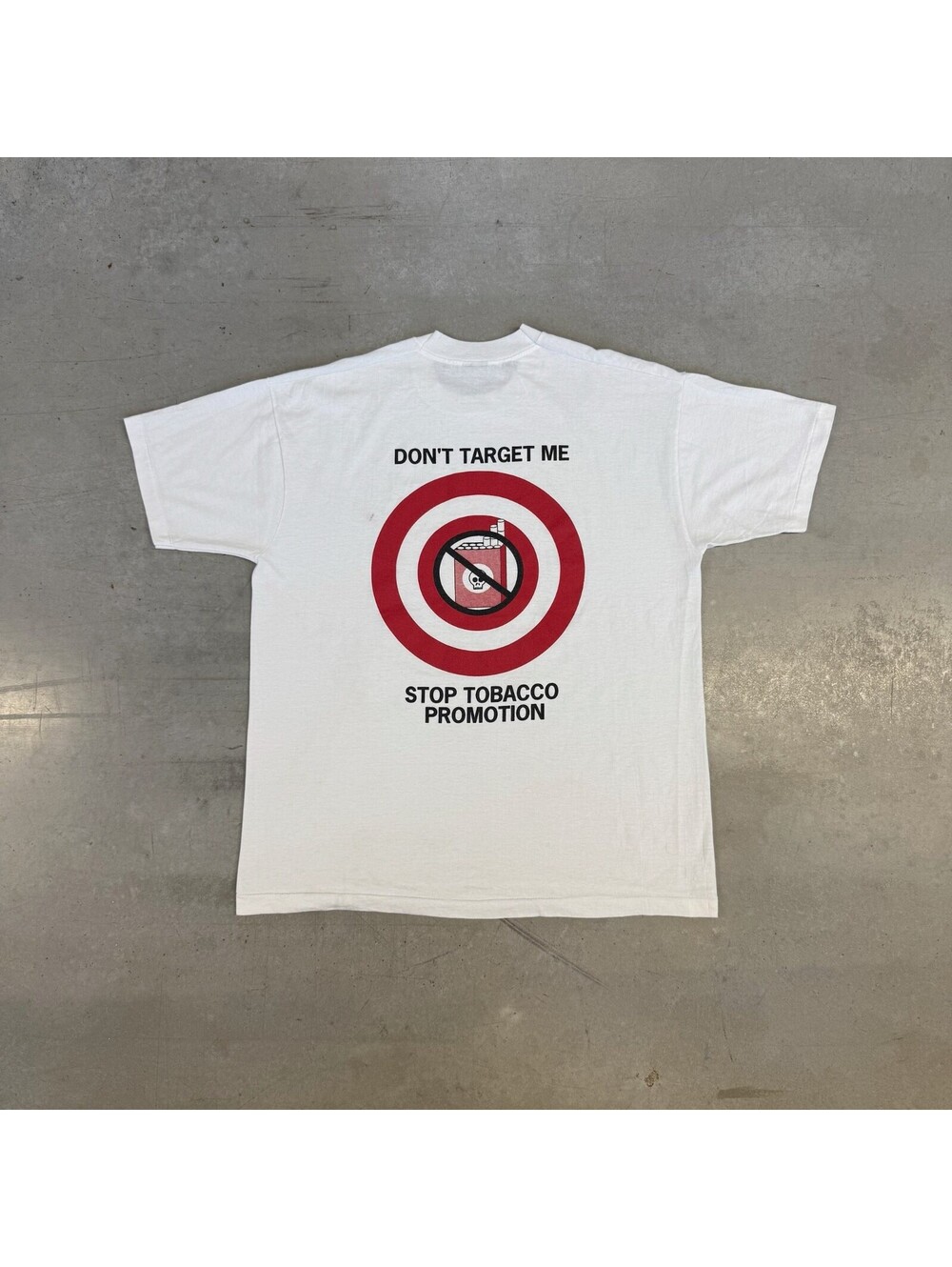 Vintage 90s Stop Tobacco Promotion Flawed Graphic T-Shirt Extra Large White